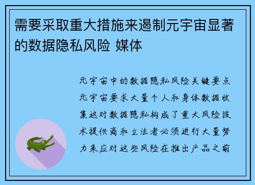 需要采取重大措施来遏制元宇宙显著的数据隐私风险 媒体